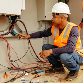 Elektryk podłączający przewód